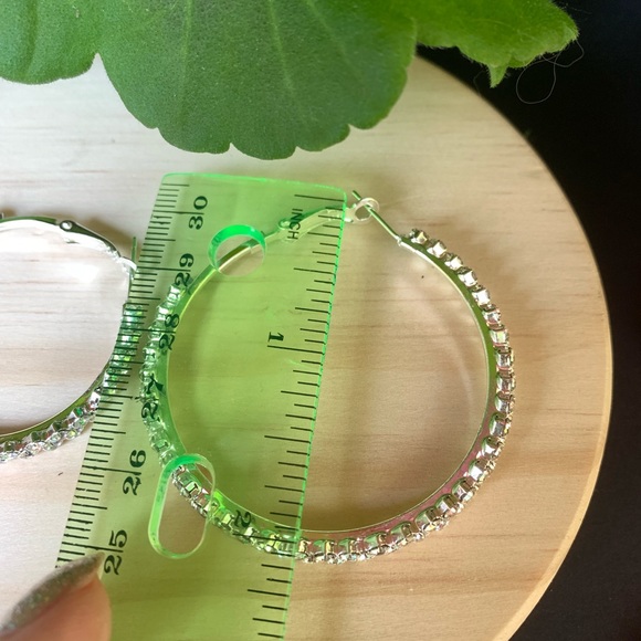 Big Silver Crystal Hoop Earrings - Picture 5 of 8